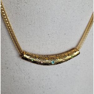 Austrian Crystal Mesh Necklace in ION Plated YG Over Stainless Steel